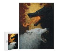 500 PCS Jigsaws for Adults Fiery Wolves Artistic Battle Puzzle For Teenagers Precision Cutting Parent-child Interaction Stress Reduction Gifts 500 PCS