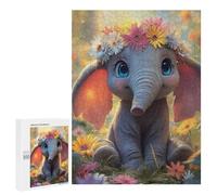 500 PCS Jigsaws for Adults Floral Crown Elephant Painting Adult Jigsaw Puzzles Stress Reliever Difficult And Challenge Family Fun & Game Night 500 PCS