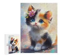 500 PCS Jigsaws for Adults Floral Crown Kitten Adult Jigsaw Puzzles Stress Reliever Difficult And Challenge Family Fun & Game Night 500 PCS