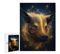 500 PCS Jigsaws for Adults Golden Bull Head Art Print Adult Jigsaw Puzzles Stress Reliever Difficult And Challenge Family Fun & Game Night 500 PCS