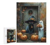 500 PCS Jigsaws for Adults Halloween Black Cat Ghost Pumpkins Puzzle For Teenagers Precision Cutting Parent-child Interaction Stress Reduction Gifts 500 PCS