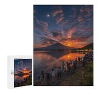 500 PCS Jigsaws for Adults Mount Fuji Sunset with Moon Adult Jigsaw Puzzles Stress Reliever Difficult And Challenge Family Fun & Game Night 500 PCS