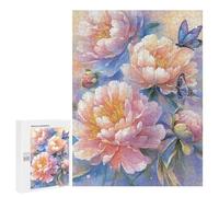 500 PCS Jigsaws for Adults Peony Flowers with Butterflies Adult Jigsaw Puzzles Stress Reliever Difficult And Challenge Family Fun & Game Night 500 PCS