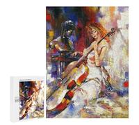 500 PCS Jigsaws for Adults Puzzle A Guitar Oil Painting Puzzles for Adults Hands-on Game Hand Speed Race Great Gift for Gaming 500 PCS