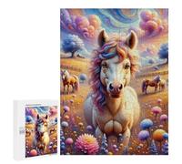 500 PCS Jigsaws for Adults Puzzle A Whimsical, Colorful Scene Features A Close-up of A Cute, Fluffy Horse with Curly Fur And Puzzles for Adults Family Games Staycation Kill Time Challenging To Complet