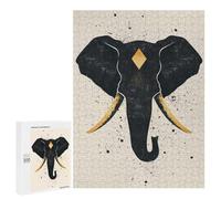 500 PCS Jigsaws for Adults Puzzle Abstract Elephant Vector Portrait with Golden Tusks Puzzles for Adults Toy Wall Decor Enhance Memory Gifts for Friends And Family 500 PCS