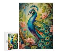 500 PCS Jigsaws for Adults Puzzle An Peacock Illustration Jigsaws for Adults Fun Games Stress Reliever Challenging To Complete 500 PCS