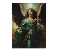 500 PCS Jigsaws for Adults Puzzle Archangel Raphael in Green Robe with Cross Teenagers Puzzles Brain Teaser Game Analysis And Logic Gifts for Friends And Family 500 PCS