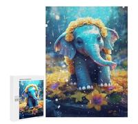 500 PCS Jigsaws for Adults Puzzle Baby Elephant with Flowers Jigsaw for Adults Fun Games Presents for Women Challenging To Complete 500 PCS