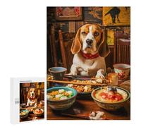 500 PCS Jigsaws for Adults Puzzle Beagle at Dinner Table Puzzles for Teenagerss Birthday Present Help The Brain Exercise Challenging Game Gifts 500 PCS
