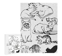 500 PCS Jigsaws for Adults Puzzle Cat Lovers in Minimalist Puzzles for Adults Hands-on Game Hand Speed Race Great Gift for Gaming 500 PCS