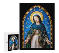 500 PCS Jigsaws for Adults Puzzle Celestial Madonna - Stained Glass Virgin in Divine Aureole Jigsaw Puzzle Hands-on Game But Fun And Humorous Birthday Present, Gifts, 500 PCS