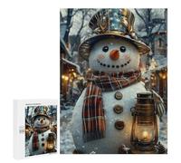 500 PCS Jigsaws for Adults Puzzle Charming Snowman with Lantern Jigsaw for Adults Fun Games Presents for Women Challenging To Complete 500 PCS