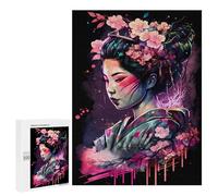500 PCS Jigsaws for Adults Puzzle Cherry Blossom Geisha Art Print -1 Adult Jigsaw Relax Games Difficult Challenge Challenging To Complete 500 PCS