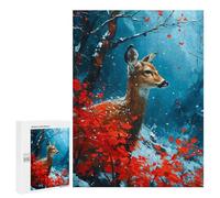 500 PCS Jigsaws for Adults Puzzle Cold Deer in Cherry Tree Puzzles for Adults Hands-on Game Hand Speed Race Great Gift for Gaming 500 PCS