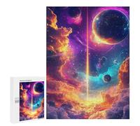 500 PCS Jigsaws for Adults Puzzle Cosmic Beam Neon Space Planets Clouds Nature Puzzles for Adults Toy Wall Decor Enhance Memory Gifts for Friends And Family 500 PCS