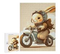 500 PCS Jigsaws for Adults Puzzle Cute Bunny Riding A Bike Jigsaws for Adults Fun Games Stress Reliever Challenging To Complete 500 PCS