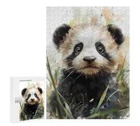 500 PCS Jigsaws for Adults Puzzle Cute Panda Cub Watercolor Jigsaws for Adults Fun Games Stress Reliever Challenging To Complete 500 PCS