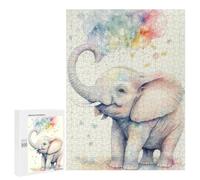 500 PCS Jigsaws for Adults Puzzle Cute Rainbow Elephant Puzzles for Adults Family Games Staycation Kill Time Challenging To Complete 500 PCS