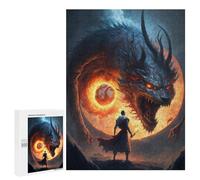 500 PCS Jigsaws for Adults Puzzle Dragon Vs. Warrior Epic Fantasy Battle Jigsaw Puzzles for Adults For Family Fun for Birthday, Chrismas Unique Challenge Game 500 PCS
