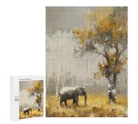 500 PCS Jigsaws for Adults Puzzle Elephant in Golden Forest Adult Jigsaw Relax Games Difficult Challenge Challenging To Complete 500 PCS