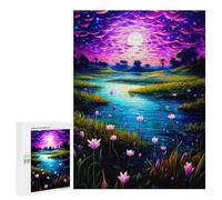 500 PCS Jigsaws for Adults Puzzle Enchanted River Under Moonlit Sky Adult Jigsaw Relax Games Difficult Challenge Challenging To Complete 500 PCS