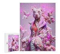 500 PCS Jigsaws for Adults Puzzle Fantasy Dog in Pink Blossoms Adult Jigsaw Relax Games Difficult Challenge Challenging To Complete 500 PCS