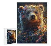 500 PCS Jigsaws for Adults Puzzle Floral Bear Portrait Jigsaws for Adults Fun Games Stress Reliever Challenging To Complete 500 PCS