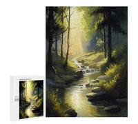 500 PCS Jigsaws for Adults Puzzle Forest Glade Oil Paint Jigsaws for Adults Fun Games Stress Reliever Challenging To Complete 500 PCS
