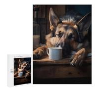 500 PCS Jigsaws for Adults Puzzle German Shepherd Dog Coffee Jigsaw Puzzle Hands-on Game But Fun And Humorous Birthday Present, Gifts, 500 PCS