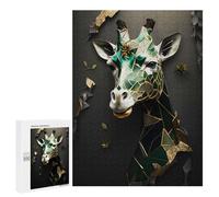 500 PCS Jigsaws for Adults Puzzle Giraffe Abstract Gold Dark Jigsaws for Adults Fun Games Stress Reliever Challenging To Complete 500 PCS