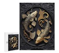 500 PCS Jigsaws for Adults Puzzle Golden Eternal Flow Fish Puzzles for Teenagerss Birthday Present Help The Brain Exercise Challenging Game Gifts 500 PCS