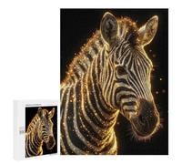 500 PCS Jigsaws for Adults Puzzle Golden Zebra Portrait on Black Background Puzzles for Teenagerss Birthday Present Help The Brain Exercise Challenging Game Gifts 500 PCS