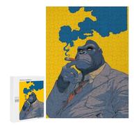 500 PCS Jigsaws for Adults Puzzle Gorilla in Suit Smoking Cigar Puzzles for Adults Toy Wall Decor Enhance Memory Gifts for Friends And Family 500 PCS
