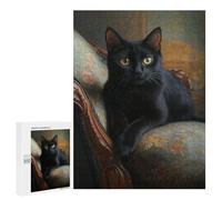 500 PCS Jigsaws for Adults Puzzle Gothic Black Cat Portrait Jigsaw Puzzles for Adults For Family Fun for Birthday, Chrismas Unique Challenge Game 500 PCS