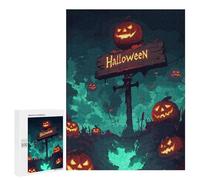500 PCS Jigsaws for Adults Puzzle Halloween Pumpkin Patch Sign Puzzles for Adults Toy Wall Decor Enhance Memory Gifts for Friends And Family 500 PCS