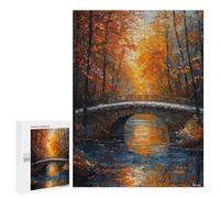 500 PCS Jigsaws for Adults Puzzle Impressionist Inspired Autumn Bridge Scene Jigsaws for Adults Fun Games Stress Reliever Challenging To Complete 500 PCS