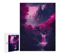 500 PCS Jigsaws for Adults Puzzle Japanese Neon Cherry Bloss Puzzles for Adults Hands-on Game Hand Speed Race Great Gift for Gaming 500 PCS