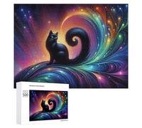 `500 PCS Jigsaws for Adults Puzzle Magical Black Cat Artwork Adult Jigsaw Puzzle Toy Wall Decor Wall Art Challenging To Complete 500 PCS