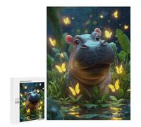 500 PCS Jigsaws for Adults Puzzle Magical Hippo with Glowing Butterflies Jigsaw Puzzles for Adults For Family Fun for Birthday, Chrismas Unique Challenge Game 500 PCS
