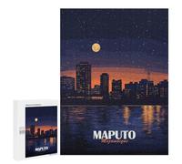 500 PCS Jigsaws for Adults Puzzle Maputo, Mozambique Cityscape at Night Puzzles for Adults Toy Wall Decor Enhance Memory Gifts for Friends And Family 500 PCS