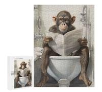500 PCS Jigsaws for Adults Puzzle Monkey on Toilet Puzzles for Adults Toy Wall Decor Enhance Memory Gifts for Friends And Family 500 PCS