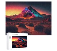 `500 PCS Jigsaws for Adults Puzzle Neon Desert Pyramid Adult Jigsaw Puzzle Toy Wall Decor Wall Art Challenging To Complete 500 PCS
