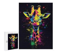 500 PCS Jigsaws for Adults Puzzle Neon Giraffe Art Jigsaw for Adults Fun Games Presents for Women Challenging To Complete 500 PCS