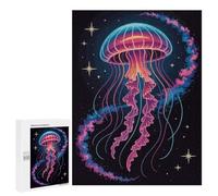 500 PCS Jigsaws for Adults Puzzle Neon Jellyfish in Space Illustration Puzzles for Adults Toy Wall Decor Enhance Memory Gifts for Friends And Family 500 PCS