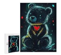 500 PCS Jigsaws for Adults Puzzle Neon Teddy Bear Puzzles for Teenagerss Birthday Present Help The Brain Exercise Challenging Game Gifts 500 PCS