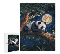 500 PCS Jigsaws for Adults Puzzle Panda Under Moonlight Jigsaws for Adults Fun Games Stress Reliever Challenging To Complete 500 PCS