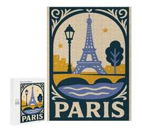 500 PCS Jigsaws for Adults Puzzle Paris Illustration with Eiffel Tower Puzzles for Teenagerss Birthday Present Help The Brain Exercise Challenging Game Gifts 500 PCS