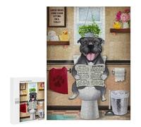 500 PCS Jigsaws for Adults Puzzle Pitbull Dog Funny WC Jigsaw Puzzle Hands-on Game But Fun And Humorous Birthday Present, Gifts, 500 PCS
