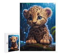 500 PCS Jigsaws for Adults Puzzle Rainy Leopard Cub Puzzle for Adults Family Game Difficult Challenge Gifts for Friends And Family 500 PCS